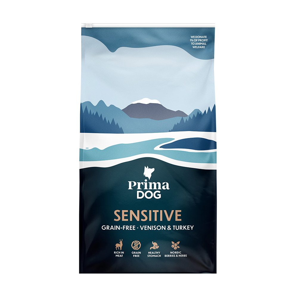 PrimaDog Adult Sensitive, viljaton Peura & Kalkkuna 10 kg