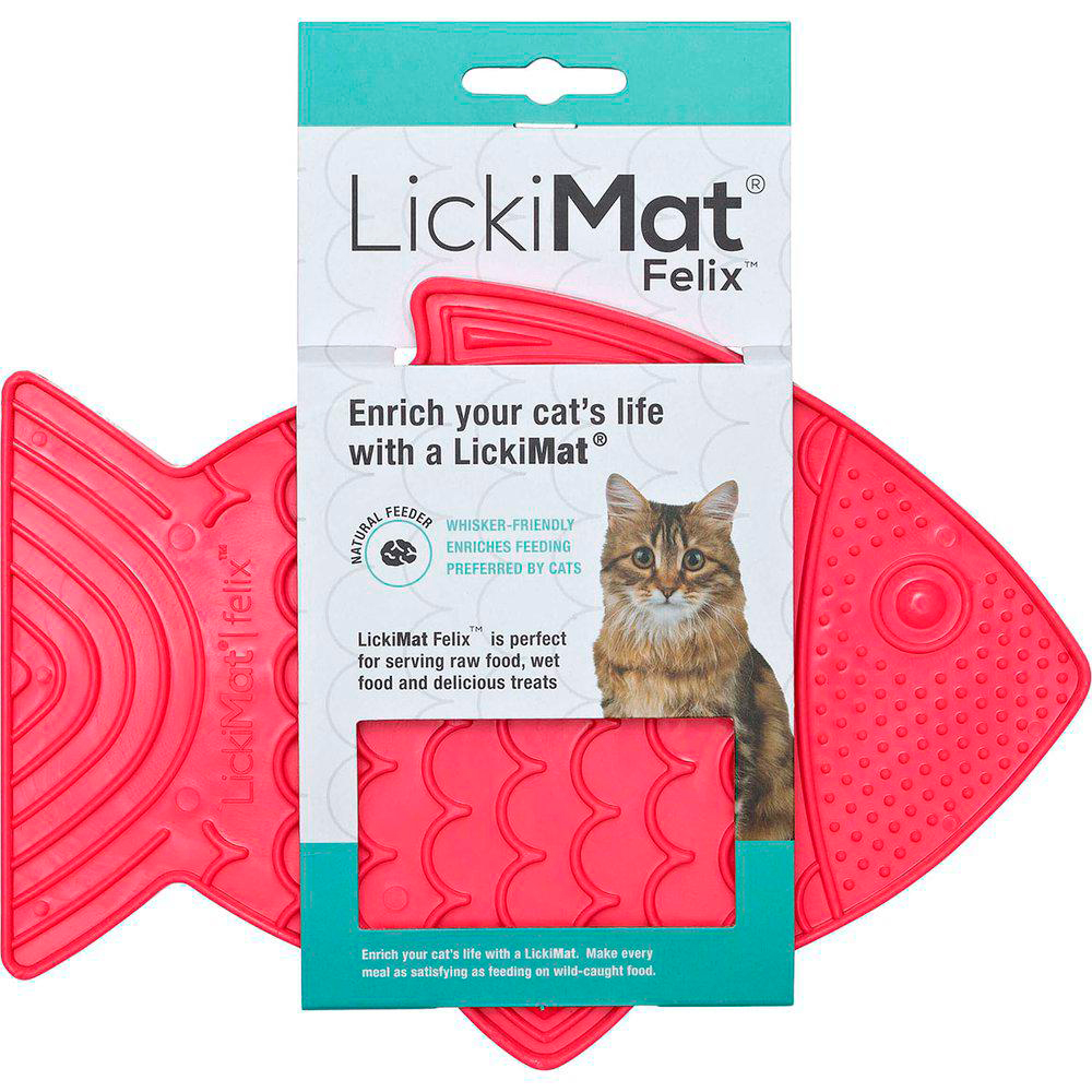 LickiMat Aktivointimatto Cat Felix kissalle, punainen, 22 x 16 cm