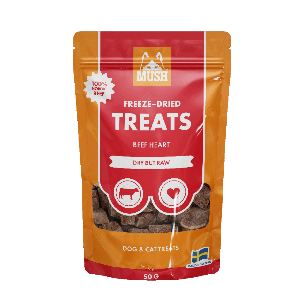 MUSH Treats Naudansydän, pakastekuivattu 50g